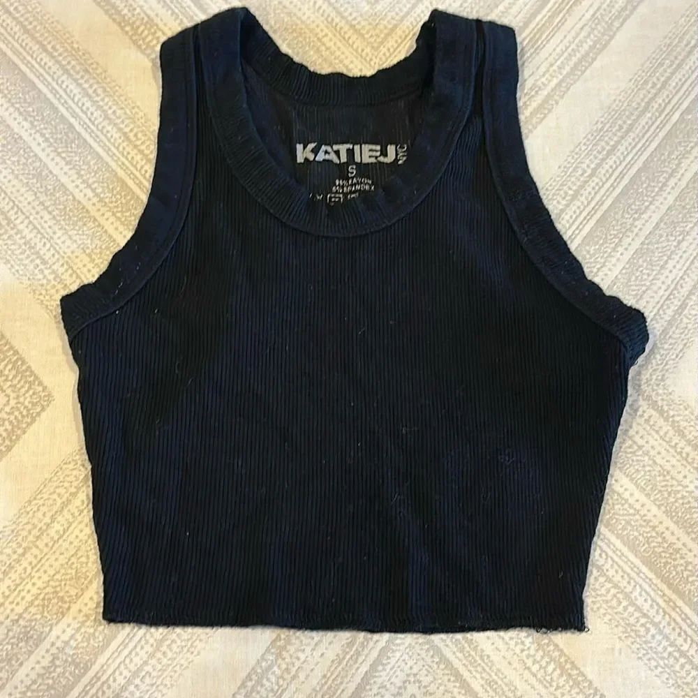 Katie J NYC Girls Black Cropped Tank Top - Size S